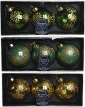 Decoris Kerstballenset a 3 stuks groen 8 cm (1 stuk) assorti