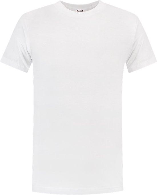 Witte Tricorp casual T-shirt voor heren, ronde hals, korte mouwen.