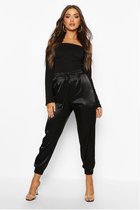 Satin jogging Phoebe zwart - L