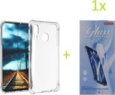Samsug Galaxy A40 - Anti Shock Silicone Bumper Hoesje - Transparant + 1X Tempered Glass Screenprotector