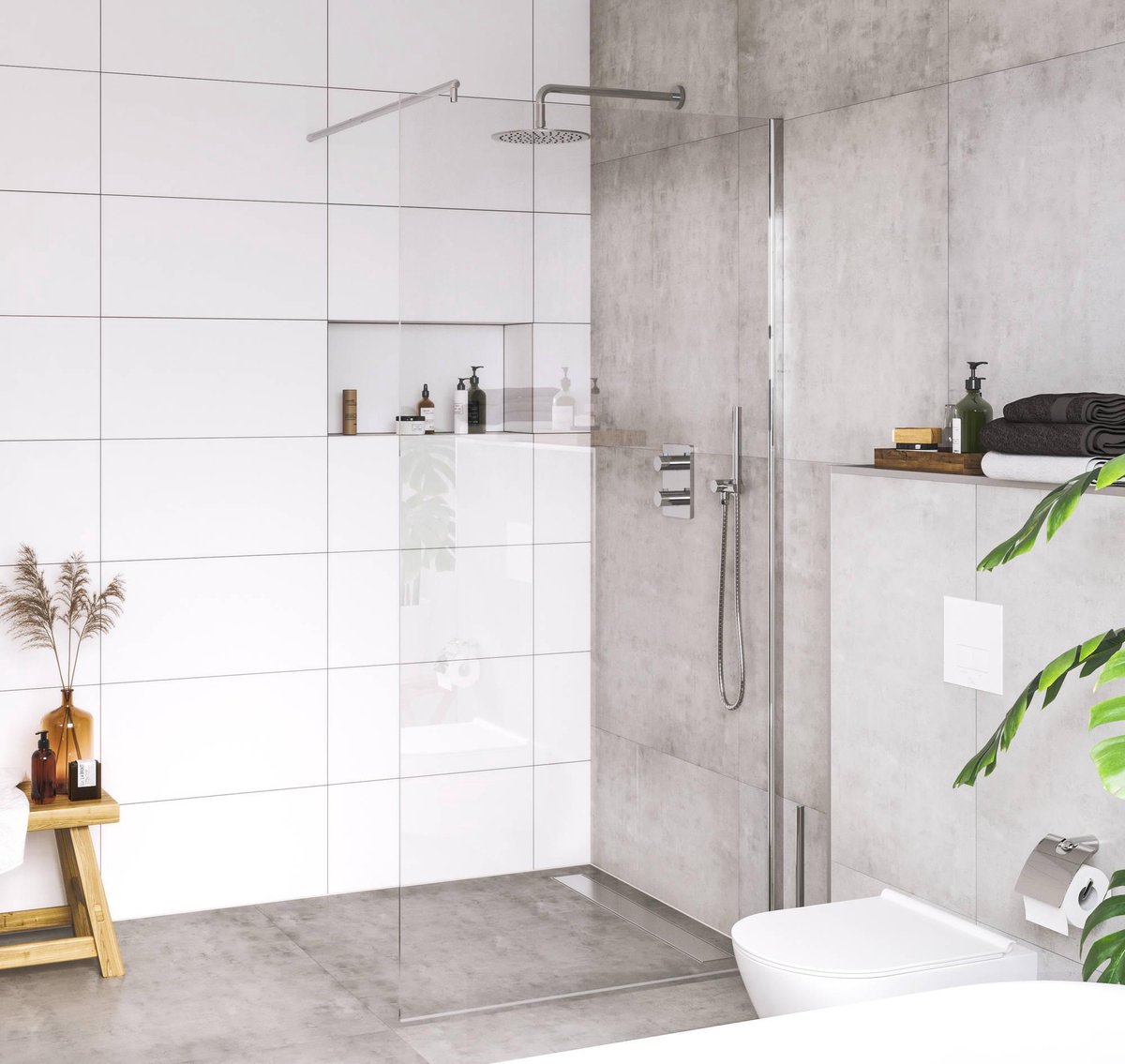 Saqu Solo Douchewand - Incl. Antikalk 60x200 cm - Nanoglas/- Aluminium - Inloopdouche