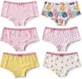 Little Label Ondergoed Meisjes - Onderbroeken Meisjes Maat 92 - roze,wit,geel - Zachte BIO Katoen - 6 Stuks - Hipsters - Voordeelset