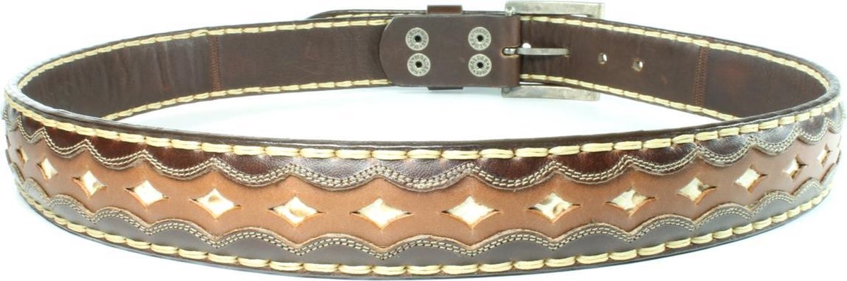 Sendra Riem 8323 Bruin Python Heren Dames Cowboy Western Ibiza Bohemian 4cm Brede Jeans Broekriem Tribal Celtic