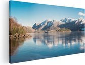 Artaza Canvas Schilderij Meer Bij Het Bergen Landschap In Noorwegen - 100x50 - Groot - Foto Op Canvas - Canvas Print
