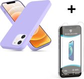 ShieldCase Silicone case geschikt voor Apple iPhone 12 / 12 Pro - 6.1 inch - lichtpaars + glazen Screen Protector