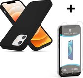 ShieldCase geschikt voor Apple iPhone 12 / 12 Pro silicone case - 6.1 inch - zwart + glazen Screen Protector