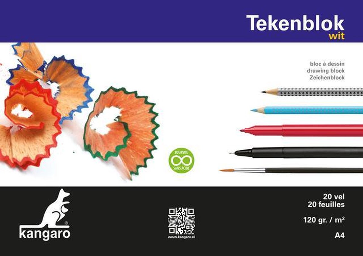 Kangaro tekenblok - 270x360mm - 120 grams - 20 vel - wit