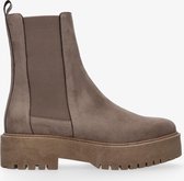 Tango | Bee chunky 88-c taupe vegan suede mid chelsea boot - brown sole | Maat: 37