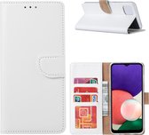 Hoesje Geschikt Voor Samsung Galaxy A22 Bookcase Wit - Portemonee hoesje Hoesje Geschikt Voor Samsung Galaxy A22 5G