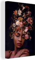 Peintures Toile Femme - Bouquet - Maquillage - 40x60 cm - Décoration murale