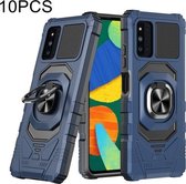 Voor Samsung Galaxy F52 5G 10 PCS Union Armor Magnetische PC + TPU Shockproof Case met 360 Graden Rotatie Ring Houder (Blauw)