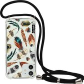 Casetastic Apple iPhone 12 / iPhone 12 Pro Hoesje met koord - Lanyard Case - Feathers Multi Print