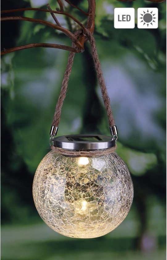 1x Solar lamp glazen pot op zonne-energie 13 cm warm wit -  Tuindecoratie/accessoires -... | bol.com