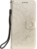 Shop4 - iPhone 13 Hoesje - Wallet Case met Pasjeshouder Mandala Patroon Goud