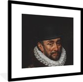 Fotolijst incl. Poster - Willem van Oranje - Kunst - Hoed - 40x40 cm - Posterlijst