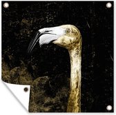 Posters de jardin Flamingo - Vogel - Feuilles - Goud - 50x50 cm - Toile de jardin - Poster extérieur