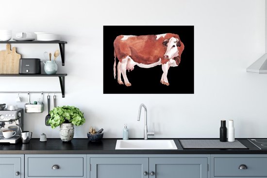 Poster Vache - Dessin - Zwart - 80x60 cm
