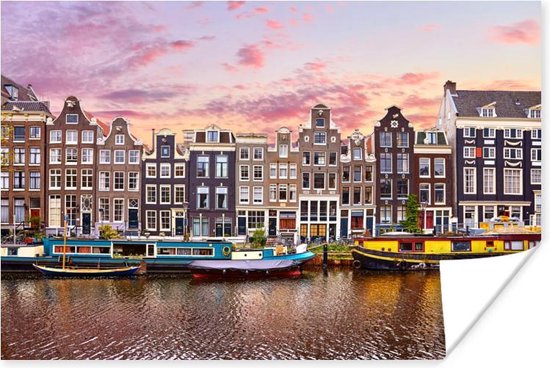 Affiche Amsterdam - Maisons - Canaux - 120x80 cm
