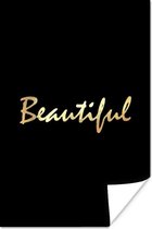 Poster Quote - Beauty - Zwart - Goud - 20x30 cm