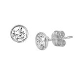YO&NO - Oorbellen - Witgoud - Oorknoppen - Zirkonia - 5mm - Sieraden vrouw - 14k - 585 Goud