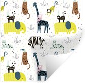 Muurstickers - Sticker Folie - Jungle - Giraffe - Aap - 30x30 cm - Plakfolie - Muurstickers Kinderkamer - Zelfklevend Behang - Zelfklevend behangpapier - Stickerfolie