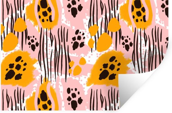 Muurstickers - Sticker Folie - Oranje - Roze - Abstract - 90x60 cm - Plakfolie - Muurstickers Kinderkamer - Zelfklevend Behang - Zelfklevend behangpapier - Stickerfolie