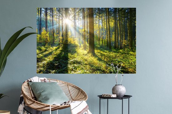 Stickers Stickers muraux - Forêt - Soleil - Été - 90x60 cm - Feuille adhésive