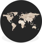 WallCircle - Wandcirkel ⌀ 150 - Wereldkaart - Zwart - Beige - Ronde schilderijen woonkamer - Wandbord rond - Muurdecoratie cirkel - Kamer decoratie binnen - Wanddecoratie muurcirkel - Woonaccessoires