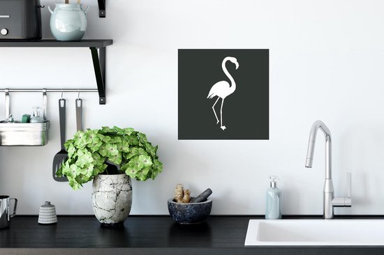Muurstickers - Sticker Folie - Flamingo - Silhouette - Wit - 30x30 cm - Plakfolie - Muurstickers Kinderkamer - Zelfklevend Behang - Zelfklevend behangpapier - Stickerfolie