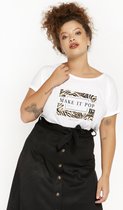 LOLALIZA T-shirt met tekst - Ecru - Maat S