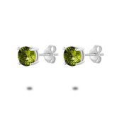 Twice As Nice Oorbellen in zilver,  zirkonia 6 mm, olijfgroen