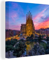 Canvas Schilderij Sagrada Familia - Barcelona - Spanje - 20x20 cm - Wanddecoratie