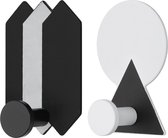 kwmobile 2x zelfklevende wandhaakjes voor handdoeken en kleding - Haakjes voor in de badkamer of keuken in zwart / wit