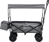 Bolderkar 104x52x117 cm met dak en zakken zwart en grijs