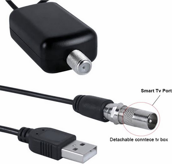 DVB-T2 antenne met ingebouwde versterker op USB-voeding en COAX aansluiting  / HaverCo | bol.com