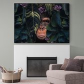 Poster Jungle Chimpanzee LS - Plexiglas - Meerdere Afmetingen & Prijzen | Wanddecoratie - Interieur - Art - Wonen - Schilderij - Kunst