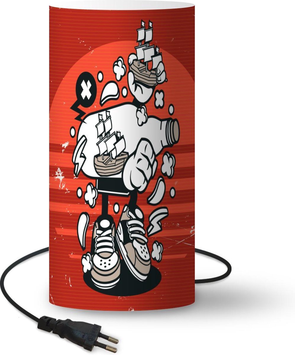 Lamp - Nachtlampje - Tafellamp slaapkamer - Vintage - Boot - Fles - 54 cm hoog - Ø24.8 cm - Inclusief LED lamp