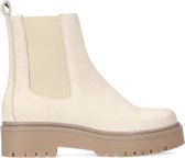 Manfield - Dames - Off white lage chelsea boots met plateauzool - Maat 40