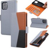 Litchi-textuur Kleuraanpassing Horizontale flip-lederen hoes met kaartsleuven & houder & portemonnee & fotolijst voor iPhone 13 Pro (grijs)