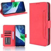 Voor Infinix Note 10 Skin Feel Kalf Patroon Horizontale Flip Lederen Case met Houder & Kaartsleuven & Fotolijst (Rood)