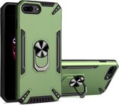 PC + TPU-beschermhoes met 360 graden draaibare ringhouder voor iPhone 8 Plus & 7 Plus (donkergroen)