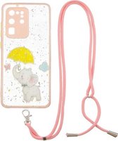 Voor Samsung Galaxy S20 Ultra Gekleurde Tekening Sterrenhemel Epoxy TPU Shockproof Case met Nekkoord (Olifant)