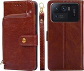 Ritstas PU + TPU Horizontale Flip Lederen Case met Houder & Kaartsleuf & Portemonnee & Lanyard Voor Xiaomi Mi 11 Ultra (Bruin)