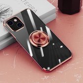 Galvaniserende siliconen schokbestendige hoes met ringhouder voor iPhone 13 Pro (roségoud)