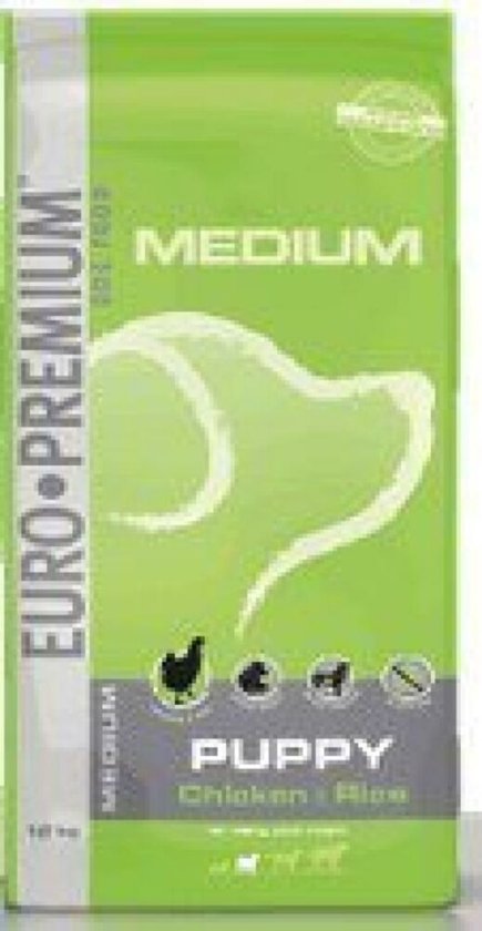 Euro-premium puppy medium breed kip en rijst 12kg