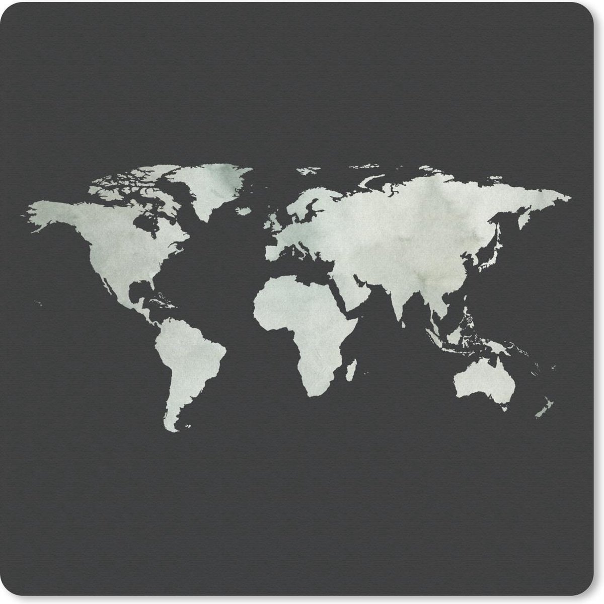 Muismat 30x30 cm - Mousepad Wereldkaart - Waterverf - Grijs - Muismatten