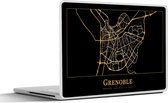Laptop sticker - 17.3 inch - Kaart - Grenoble - Goud - Zwart - 40x30cm - Laptopstickers - Laptop skin - Cover