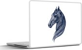 Sticker ordinateur portable - 14 pouces - Cheval - Aquarelle - Blauw - Filles - Enfants - Meiden
