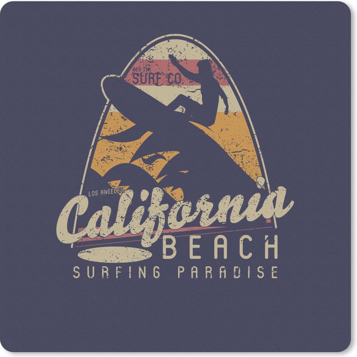 Muismat 30x30 cm - Mousepad Vintage - Surf - Surfplank - Muismatten
