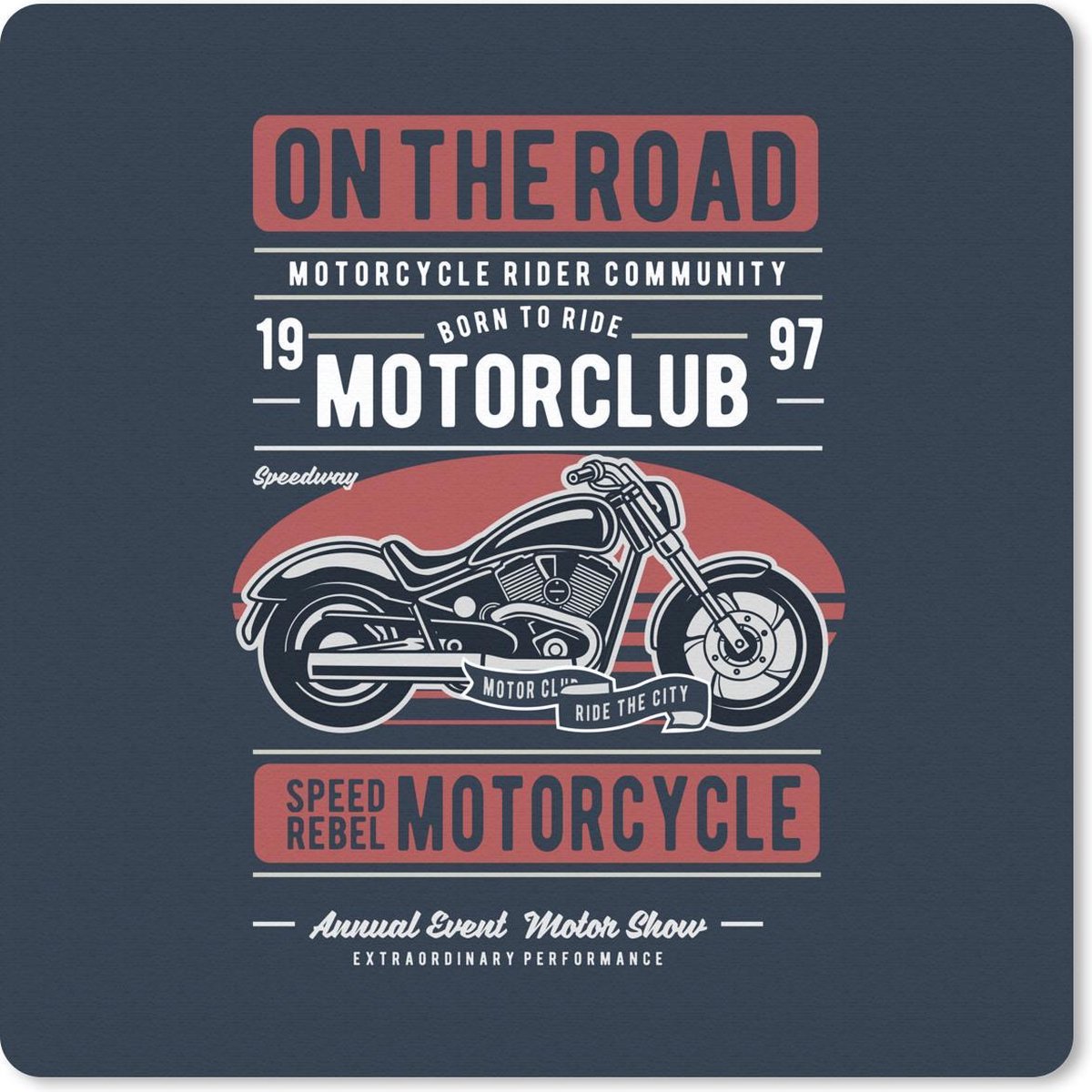 Muismat 20x20 cm - Mousepad Motorfiets - Retro - Tekening - Quote - Muismatten